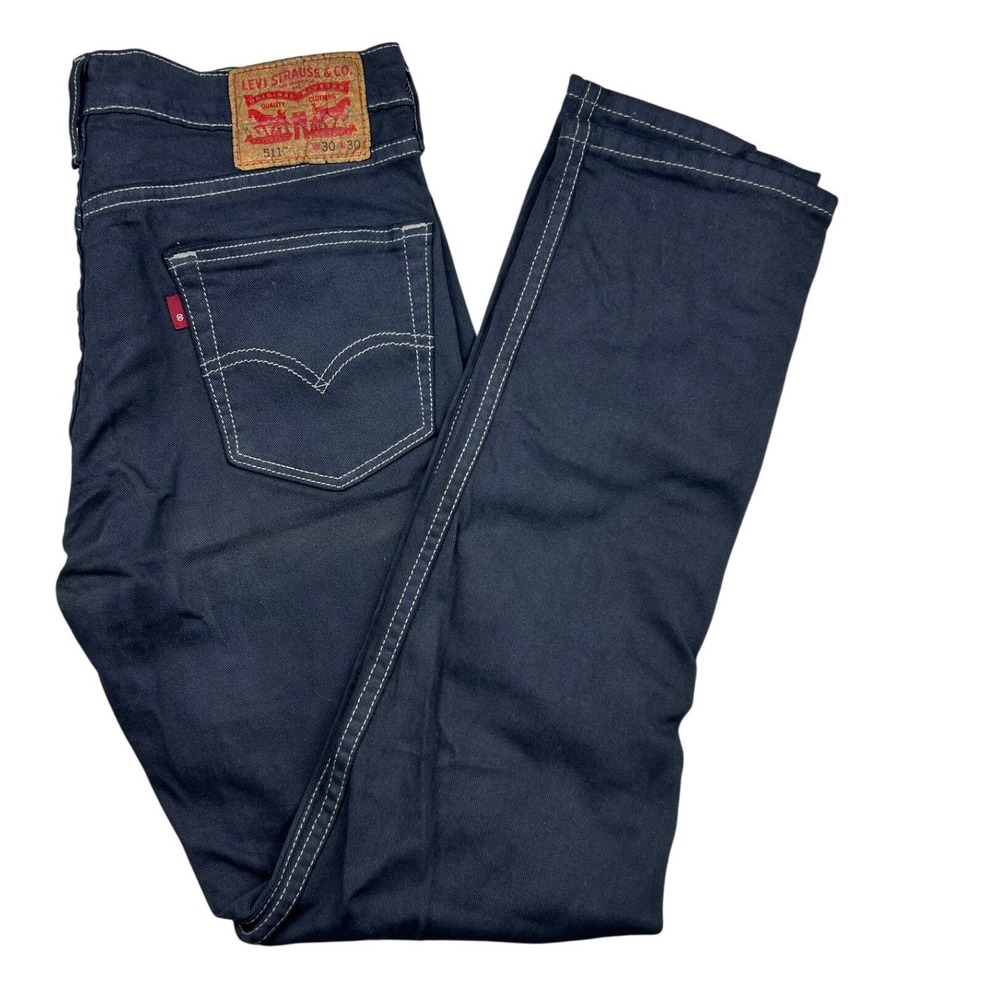 Levi's Contrast Stitch 511 Slim Jeans 30x30 Navy Blue Workwear Streetwear Indie